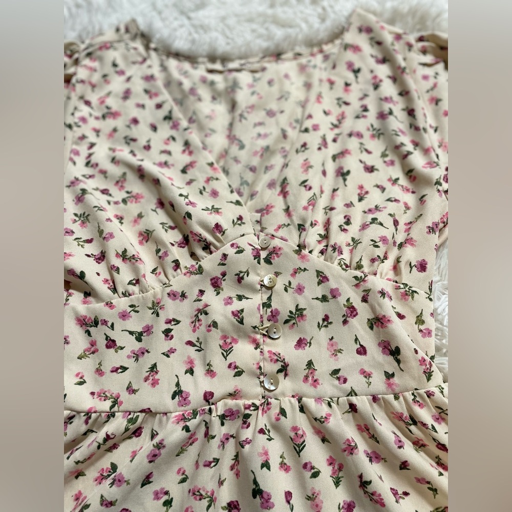Retro Chic Western Cowgirl Vintage 40s 50s Pinup Floral Peplum Corset Top Pink M - Picture 2 of 5